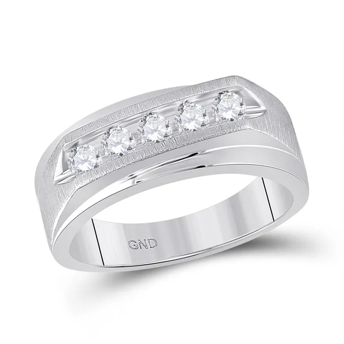 Rings gndatlanta 14k White Gold Round Diamond 5stone Wedding Band Ring 58 Cttw Rings gndatlanta 14k White Gold Round Diamond 5stone Wedding Band Ring 58 Cttw