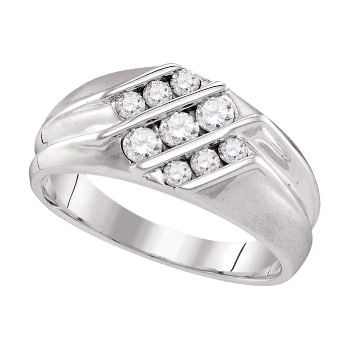 Rings gndatlanta 14k White Gold Round Diamond Wedding Triple Row Band Ring 58 Cttw Rings gndatlanta 14k White Gold Round Diamond Wedding Triple Row Band Ring 58 Cttw