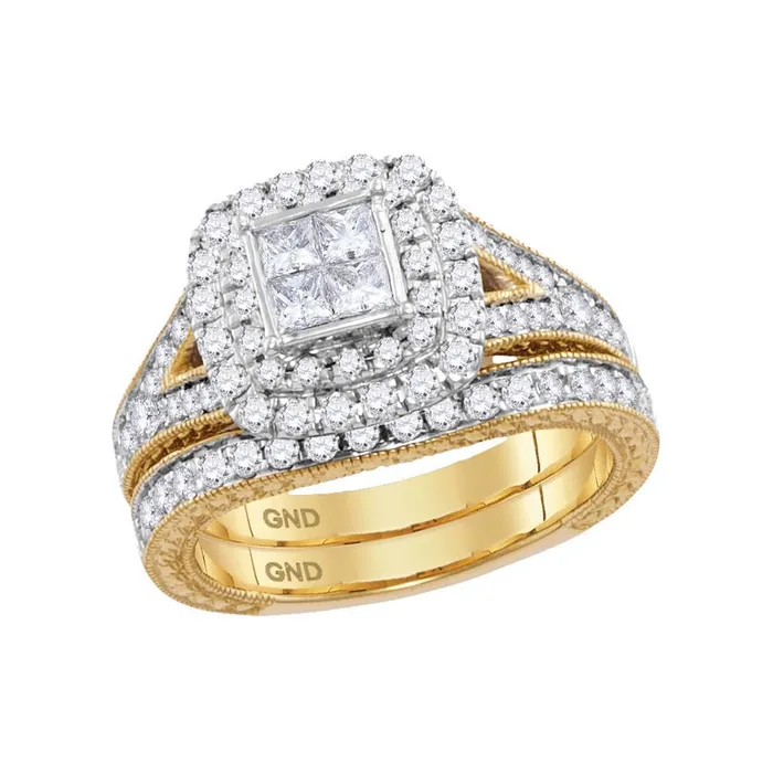 Rings gndatlanta 14k Yellow Gold Princess Diamond Bridal Wedding Ring Set 114 Cttw Rings gndatlanta 14k Yellow Gold Princess Diamond Bridal Wedding Ring Set 114 Cttw