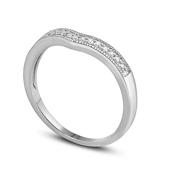 Rings Goldia 010 CT TW Natural Diamond Contour Wedding Band in Sterling Silver Rings Goldia 010 CT TW Natural Diamond Contour Wedding Band in Sterling Silver