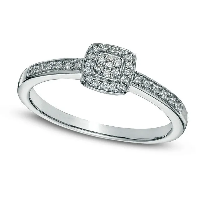 Rings Goldia 010 CT TW Natural Diamond Square Cluster Promise Ring in Solid 10K White Gold Rings Goldia 010 CT TW Natural Diamond Square Cluster Promise Ring in Solid 10K White Gold