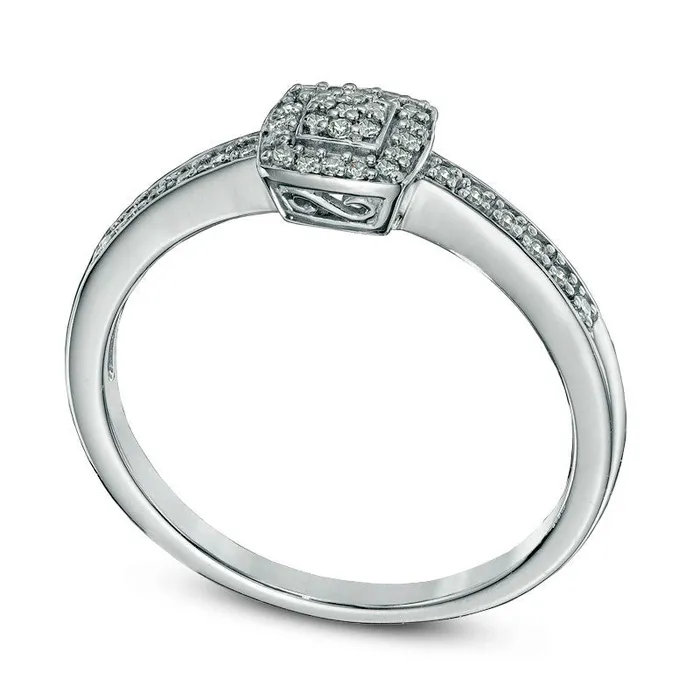 Rings Goldia 010 CT TW Natural Diamond Square Cluster Promise Ring in Solid 10K White Gold Rings Goldia 010 CT TW Natural Diamond Square Cluster Promise Ring in Solid 10K White Gold