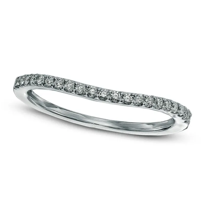 Rings Goldia 013 CT TW Natural Diamond Contour Wedding Band in Solid 14K White Gold Rings Goldia 013 CT TW Natural Diamond Contour Wedding Band in Solid 14K White Gold