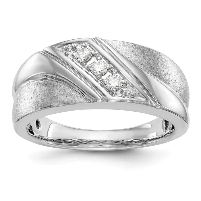 Rings Goldia 015ct CZ Solid Real 14K White Gold Mens Wedding Band Ring Rings Goldia 015ct CZ Solid Real 14K White Gold Mens Wedding Band Ring