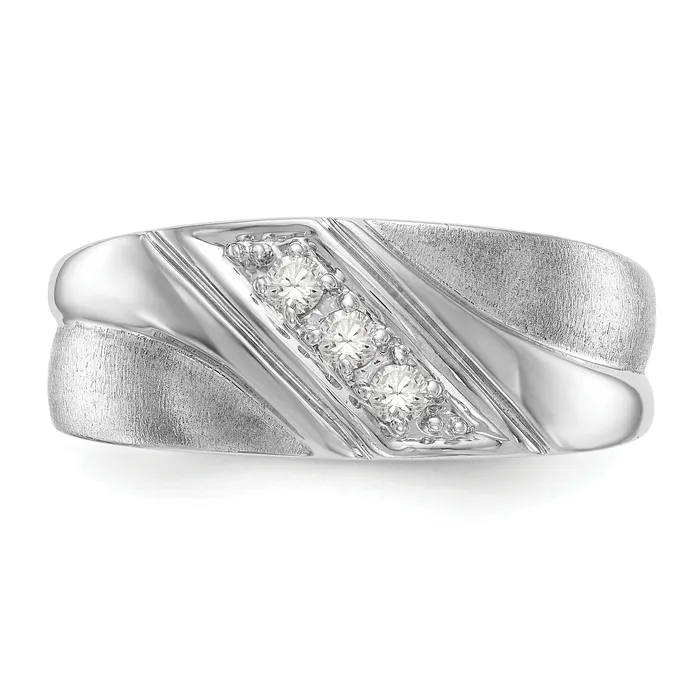 Rings Goldia 015ct CZ Solid Real 14K White Gold Mens Wedding Band Ring
