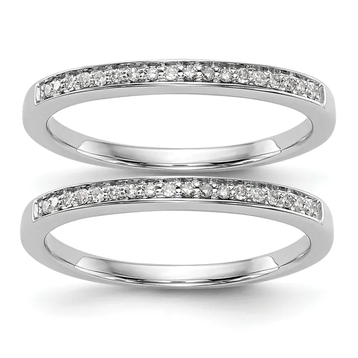 Rings Goldia 016ct CZ Solid Real 14k White Gold Set of 2 Wedding Wedding Band Ring Rings Goldia 016ct CZ Solid Real 14k White Gold Set of 2 Wedding Wedding Band Ring