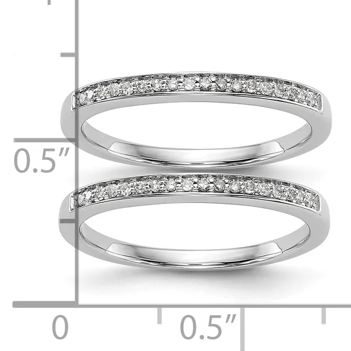 Rings Goldia 016ct CZ Solid Real 14k White Gold Set of 2 Wedding Wedding Band Ring