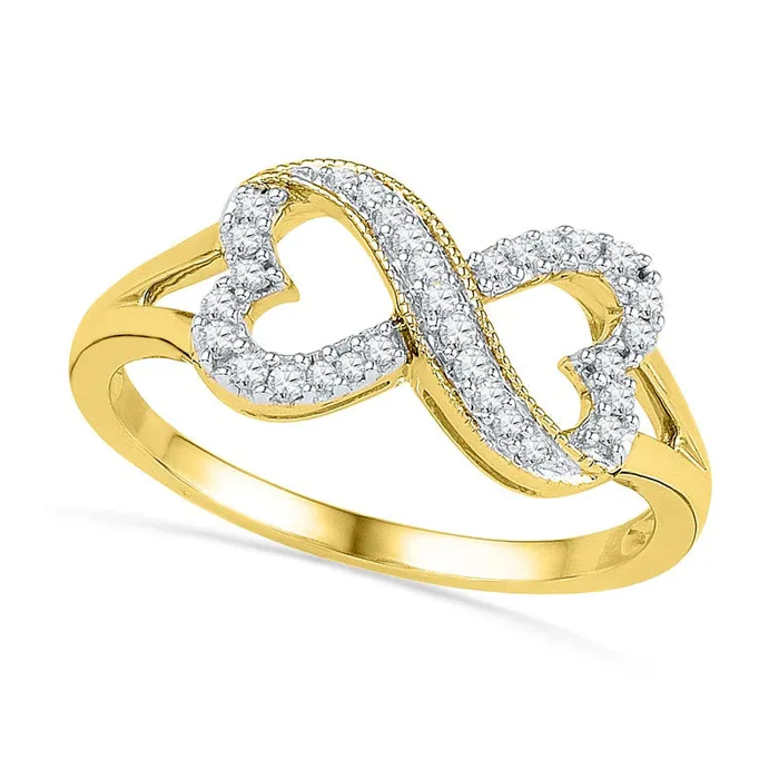 Rings Goldia 017 CT TW Natural Diamond Sideways HeartShaped Infinity Ring in Solid 10K Yellow Gold Rings Goldia 017 CT TW Natural Diamond Sideways HeartShaped Infinity Ring in Solid 10K Yellow Gold