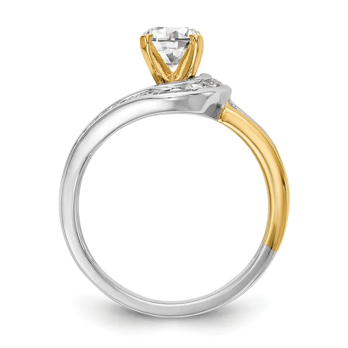 Rings Goldia 018ct CZ Solid Real 14k Twotone Peg Set ByPass Engagement Ring