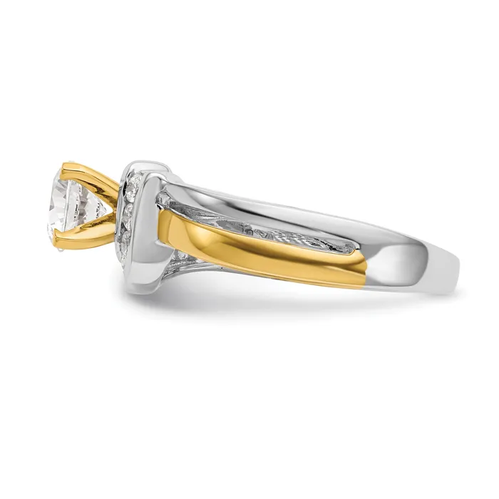 Rings Goldia 018ct CZ Solid Real 14k Twotone Peg Set ByPass Engagement Ring