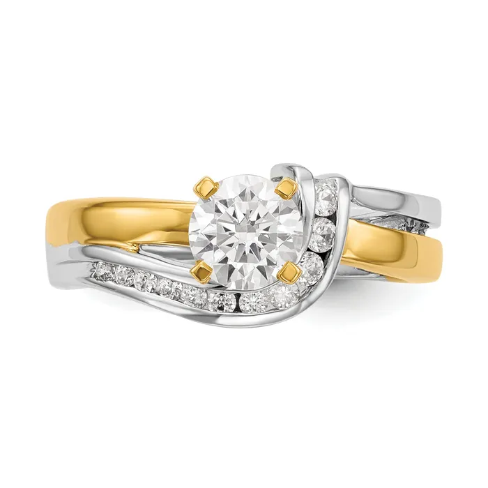 Rings Goldia 018ct CZ Solid Real 14k Twotone Peg Set ByPass Engagement Ring