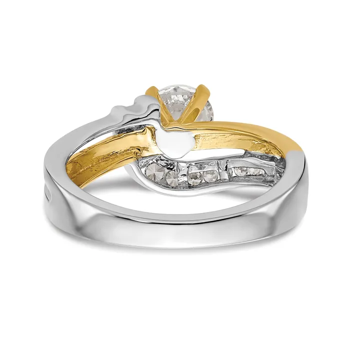 Rings Goldia 018ct CZ Solid Real 14k Twotone Peg Set ByPass Engagement Ring