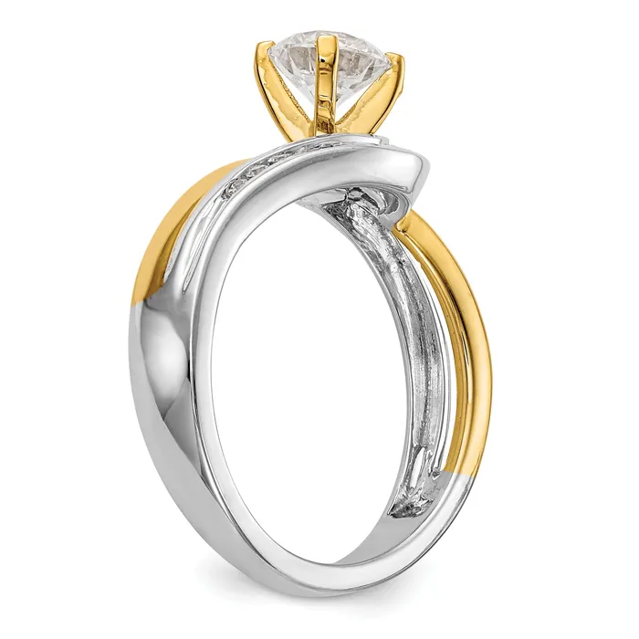 Rings Goldia 018ct CZ Solid Real 14k Twotone Peg Set ByPass Engagement Ring