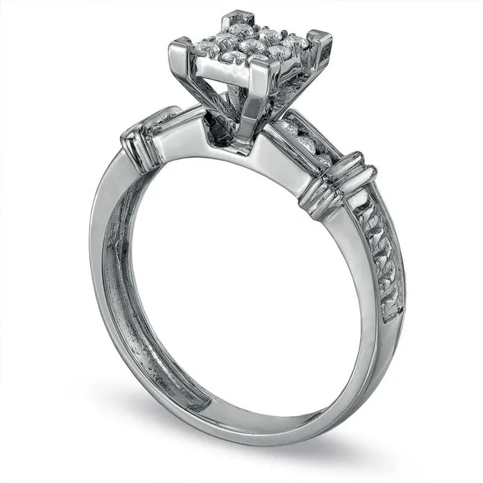 Rings Goldia 020 CT TW Composite PrincessCut Natural Diamond Engagement Ring in Solid 10K White Gold Rings Goldia 020 CT TW Composite PrincessCut Natural Diamond Engagement Ring in Solid 10K White Gold