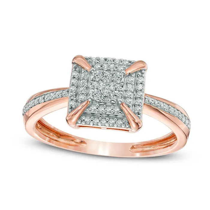 Rings Goldia 025 CT TW Composite Natural Diamond Square Frame Ring in Solid 10K Rose Gold Rings Goldia 025 CT TW Composite Natural Diamond Square Frame Ring in Solid 10K Rose Gold
