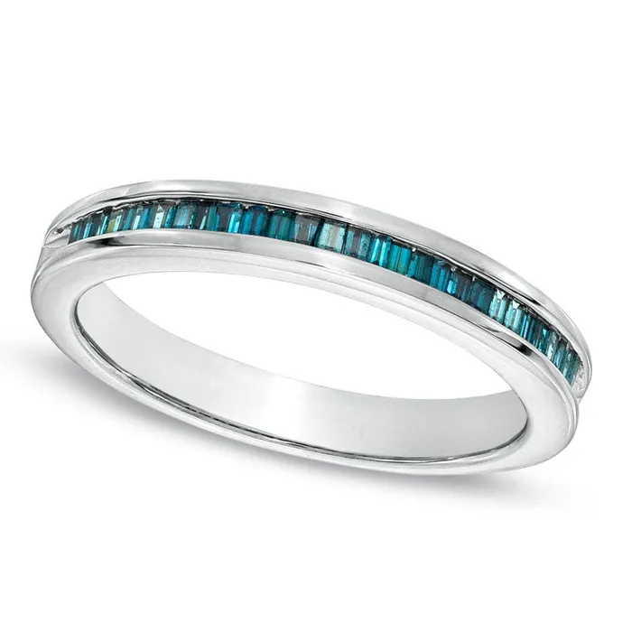 Rings Goldia 025 CT TW Enhanced Blue Baguette Natural Diamond Wedding Band in Sterling Silver Rings Goldia 025 CT TW Enhanced Blue Baguette Natural Diamond Wedding Band in Sterling Silver