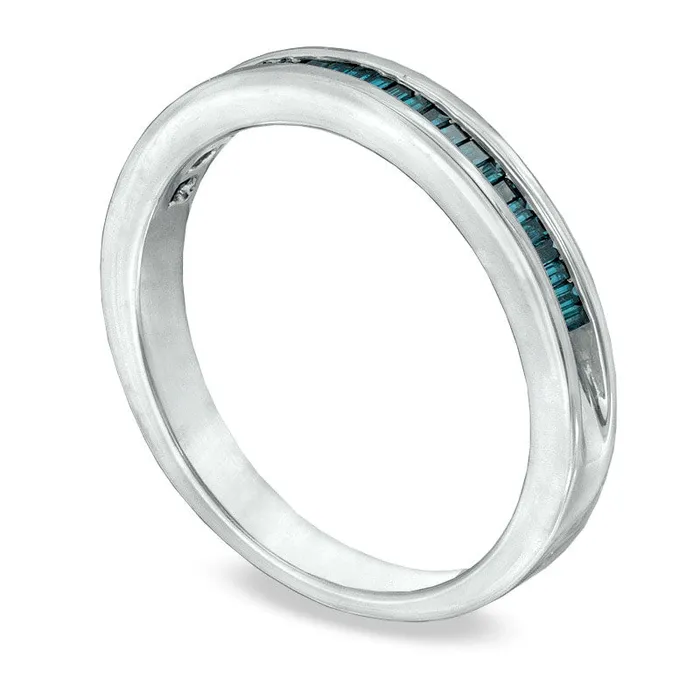 Rings Goldia 025 CT TW Enhanced Blue Baguette Natural Diamond Wedding Band in Sterling Silver Rings Goldia 025 CT TW Enhanced Blue Baguette Natural Diamond Wedding Band in Sterling Silver