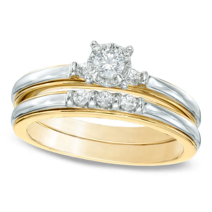Rings Goldia 025 CT TW Natural Diamond Bridal Engagement Ring Set in Solid 10K TwoTone Gold Rings Goldia 025 CT TW Natural Diamond Bridal Engagement Ring Set in Solid 10K TwoTone Gold