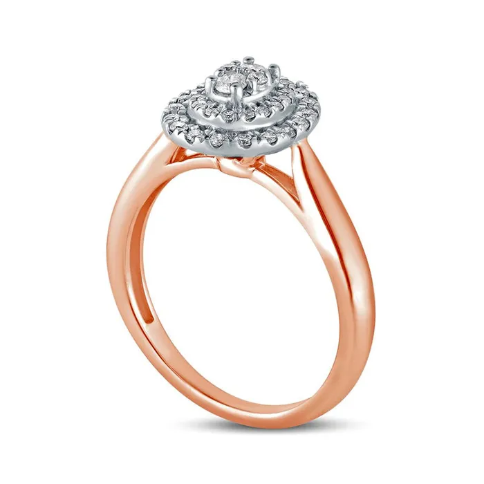 Rings Goldia 033 CT TW Composite Oval Natural Diamond Double Frame Engagement Ring in Solid 14K Rose Gold Rings Goldia 033 CT TW Composite Oval Natural Diamond Double Frame Engagement Ring in Solid 14K Rose Gold