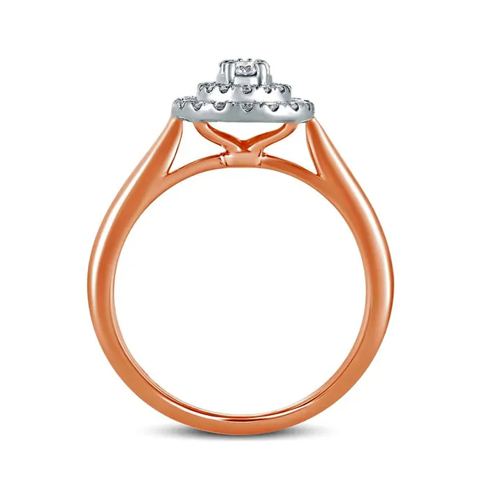 Rings Goldia 033 CT TW Composite Oval Natural Diamond Double Frame Engagement Ring in Solid 14K Rose Gold Rings Goldia 033 CT TW Composite Oval Natural Diamond Double Frame Engagement Ring in Solid 14K Rose Gold