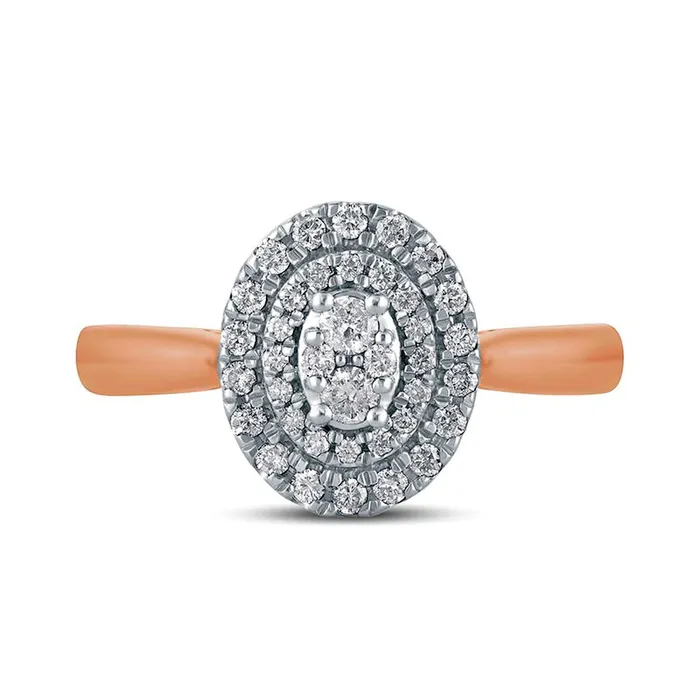 Rings Goldia 033 CT TW Composite Oval Natural Diamond Double Frame Engagement Ring in Solid 14K Rose Gold Rings Goldia 033 CT TW Composite Oval Natural Diamond Double Frame Engagement Ring in Solid 14K Rose Gold