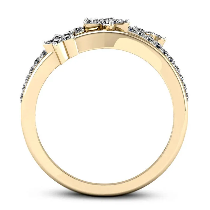 Rings Goldia 033 CT TW Natural Diamond Triple Star Wave Ring in Solid 10K Yellow Gold Rings Goldia 033 CT TW Natural Diamond Triple Star Wave Ring in Solid 10K Yellow Gold