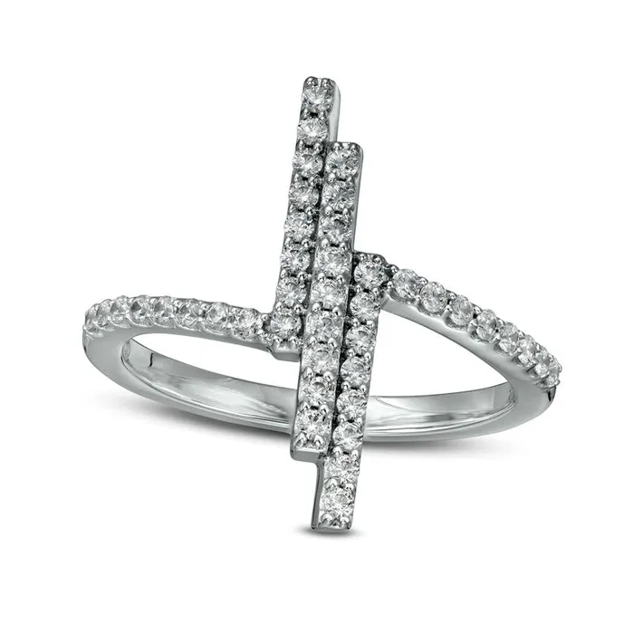 Rings Goldia 038 CT TW Certified LabCreated Diamond Triple Vertical Bar Ring in Solid 14K White Gold FSI2 Rings Goldia 038 CT TW Certified LabCreated Diamond Triple Vertical Bar Ring in Solid 14K White Gold FSI2