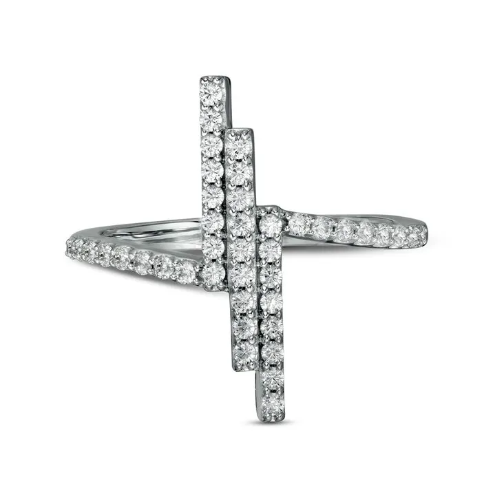 Rings Goldia 038 CT TW Certified LabCreated Diamond Triple Vertical Bar Ring in Solid 14K White Gold FSI2 Rings Goldia 038 CT TW Certified LabCreated Diamond Triple Vertical Bar Ring in Solid 14K White Gold FSI2