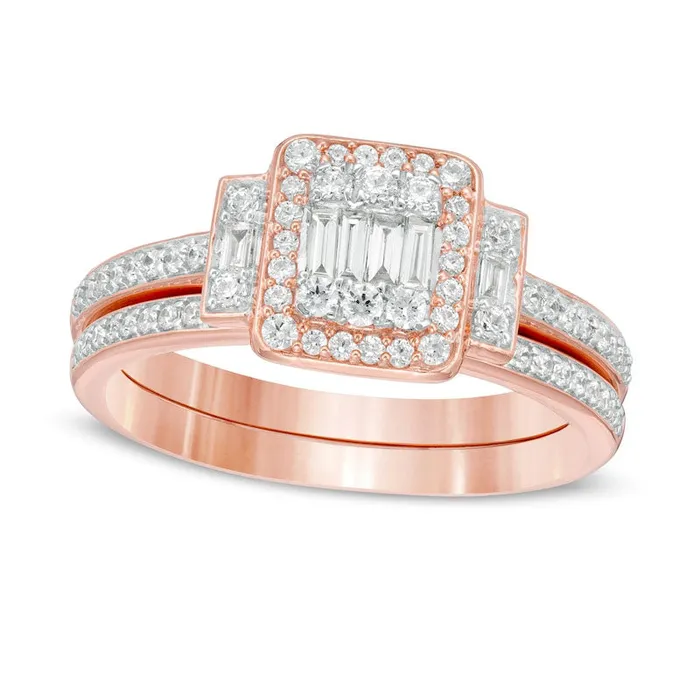 Rings Goldia 050 CT TW Composite Natural Diamond Frame Collar Bridal Engagement Ring Set in Solid 10K Rose Gold Rings Goldia 050 CT TW Composite Natural Diamond Frame Collar Bridal Engagement Ring Set in Solid 10K Rose Gold
