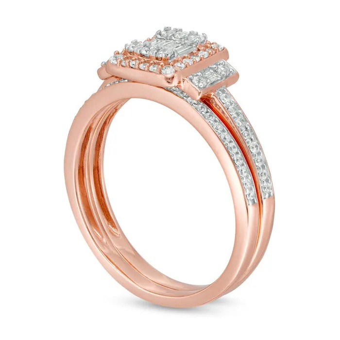 Rings Goldia 050 CT TW Composite Natural Diamond Frame Collar Bridal Engagement Ring Set in Solid 10K Rose Gold Rings Goldia 050 CT TW Composite Natural Diamond Frame Collar Bridal Engagement Ring Set in Solid 10K Rose Gold