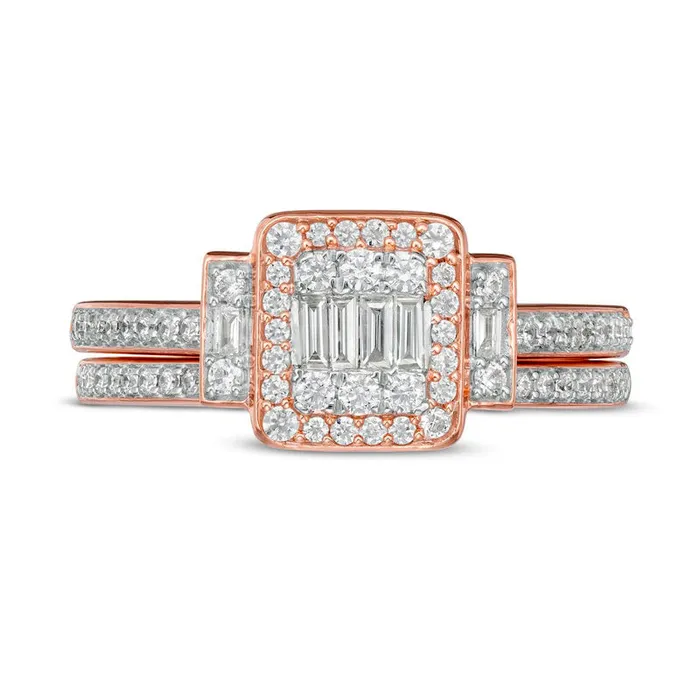 Rings Goldia 050 CT TW Composite Natural Diamond Frame Collar Bridal Engagement Ring Set in Solid 10K Rose Gold Rings Goldia 050 CT TW Composite Natural Diamond Frame Collar Bridal Engagement Ring Set in Solid 10K Rose Gold