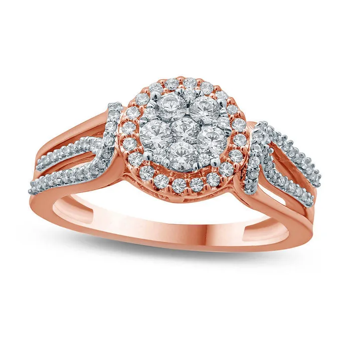 Rings Goldia 050 CT TW Composite Natural Diamond Frame Split Shank Ring in Solid 10K Rose Gold Rings Goldia 050 CT TW Composite Natural Diamond Frame Split Shank Ring in Solid 10K Rose Gold