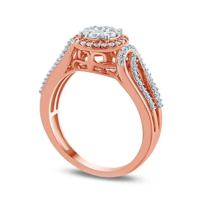 Rings Goldia 050 CT TW Composite Natural Diamond Frame Split Shank Ring in Solid 10K Rose Gold Rings Goldia 050 CT TW Composite Natural Diamond Frame Split Shank Ring in Solid 10K Rose Gold
