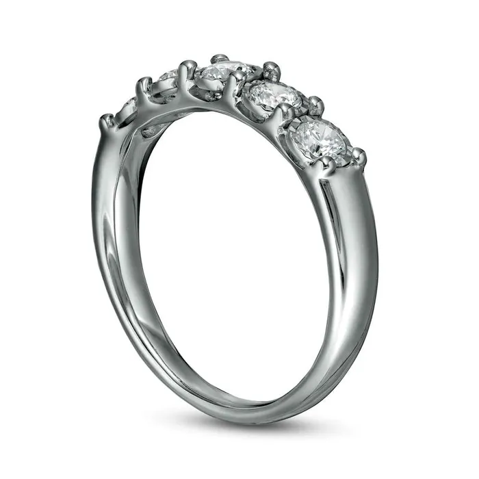 Rings Goldia 050 CT TW Natural Diamond Five Stone Band in Solid 10K White Gold Rings Goldia 050 CT TW Natural Diamond Five Stone Band in Solid 10K White Gold