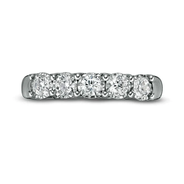 Rings Goldia 050 CT TW Natural Diamond Five Stone Band in Solid 10K White Gold Rings Goldia 050 CT TW Natural Diamond Five Stone Band in Solid 10K White Gold
