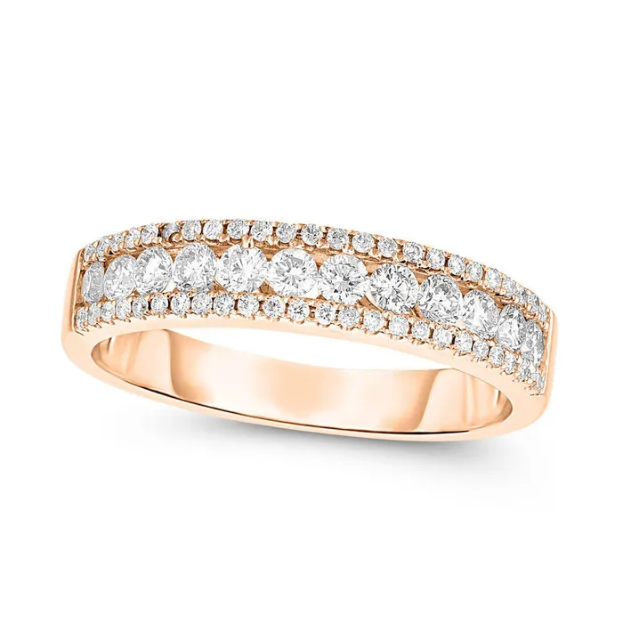 Rings Goldia 050 CT TW Natural Diamond MultiRow Band in Solid 10K Rose Gold Rings Goldia 050 CT TW Natural Diamond MultiRow Band in Solid 10K Rose Gold