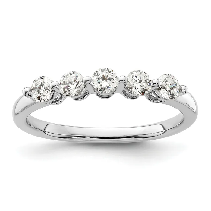 Rings Goldia 050ct CZ Solid Real 14K White Gold 5Stone Wedding Band Ring