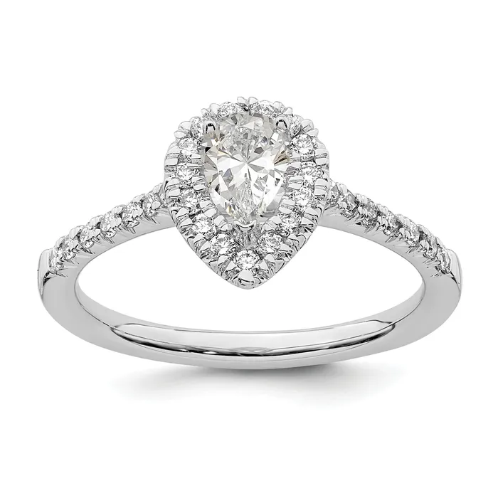 Rings Goldia 050ct CZ Solid Real 14K White Gold Pear Halo Engagement Ring Rings Goldia 050ct CZ Solid Real 14K White Gold Pear Halo Engagement Ring