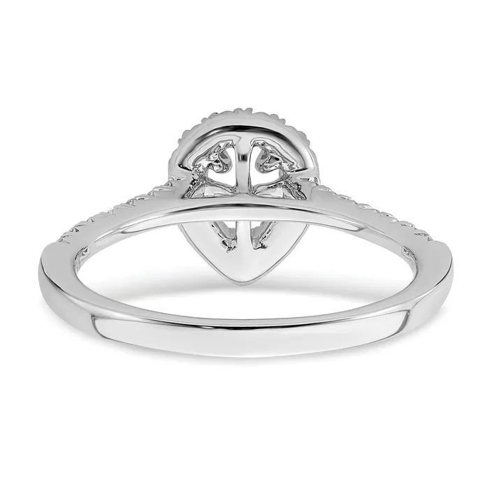 Rings Goldia 050ct CZ Solid Real 14K White Gold Pear Halo Engagement Ring