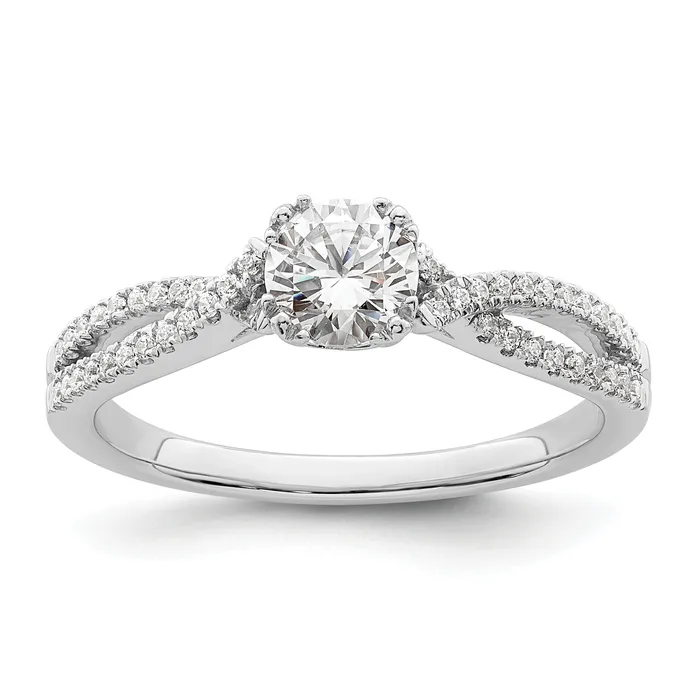Rings Goldia 050ct CZ Solid Real 14k White Polish Criss Cross 12ct Round Eng Dia Ring Rings Goldia 050ct CZ Solid Real 14k White Polish Criss Cross 12ct Round Eng Dia Ring