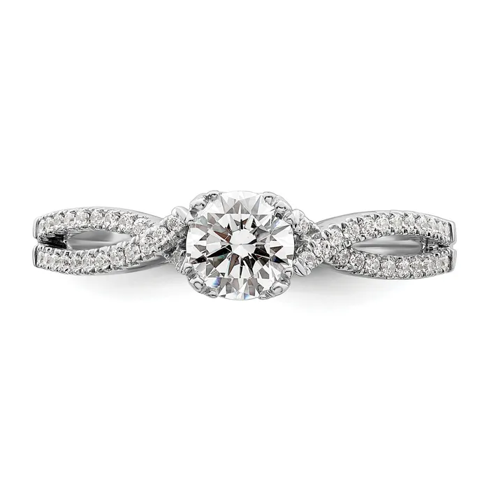 Rings Goldia 050ct CZ Solid Real 14k White Polish Criss Cross 12ct Round Eng Dia Ring