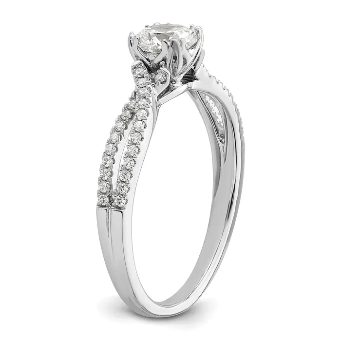 Rings Goldia 050ct CZ Solid Real 14k White Polish Criss Cross 12ct Round Eng Dia Ring