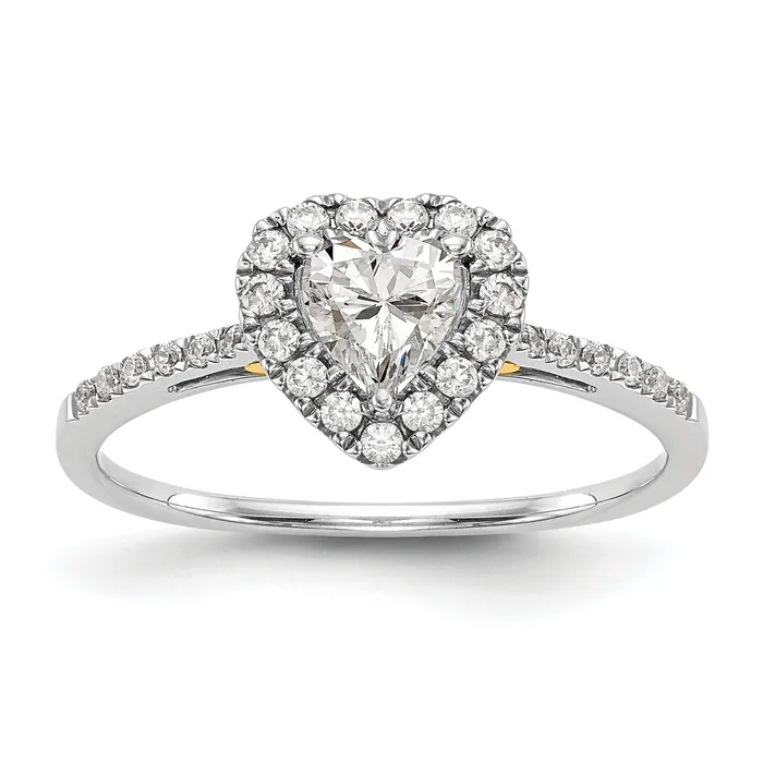 Rings Goldia 050ct CZ Solid Real 14ktt Heart Halo Engagement Ring