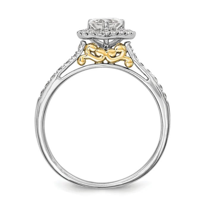 Rings Goldia 050ct CZ Solid Real 14ktt Heart Halo Engagement Ring