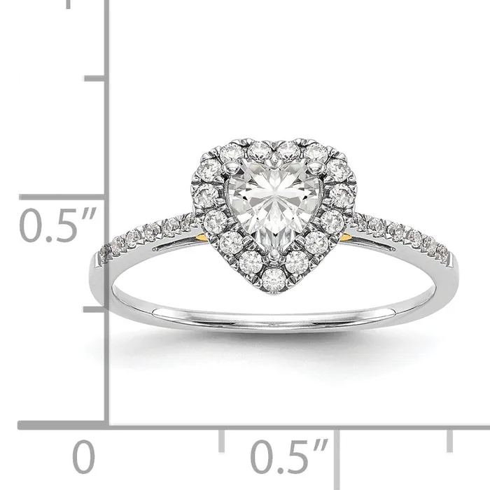 Rings Goldia 050ct CZ Solid Real 14ktt Heart Halo Engagement Ring