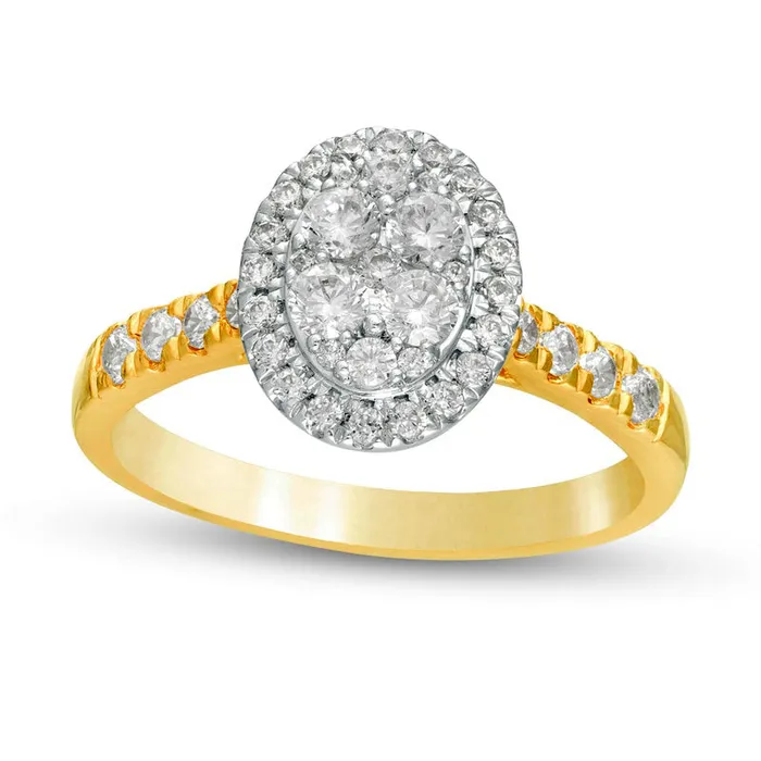 Rings Goldia 075 CT TW Composite Natural Diamond Oval Frame Engagement Ring in Solid 10K Yellow Gold Rings Goldia 075 CT TW Composite Natural Diamond Oval Frame Engagement Ring in Solid 10K Yellow Gold