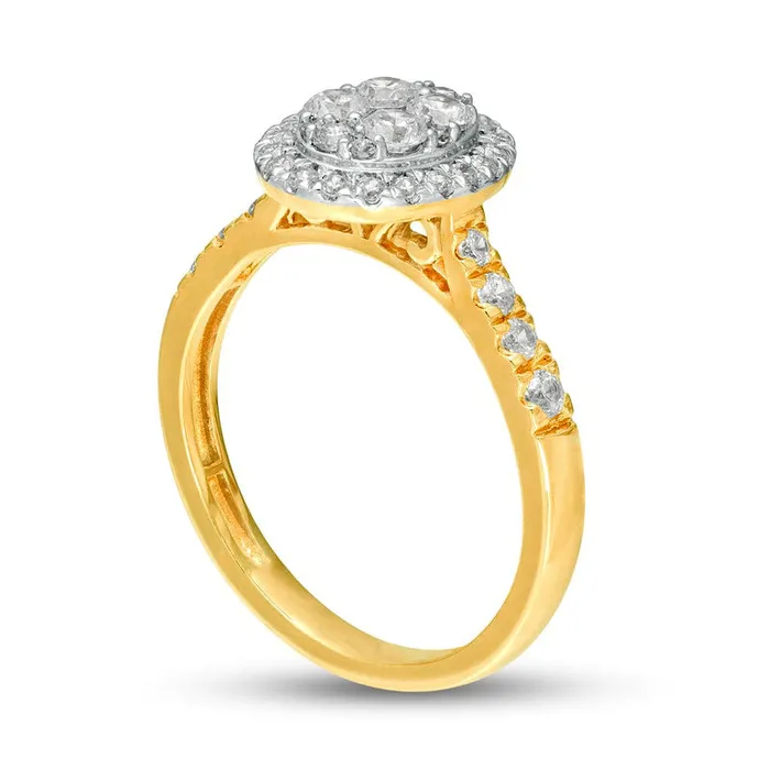 Rings Goldia 075 CT TW Composite Natural Diamond Oval Frame Engagement Ring in Solid 10K Yellow Gold Rings Goldia 075 CT TW Composite Natural Diamond Oval Frame Engagement Ring in Solid 10K Yellow Gold