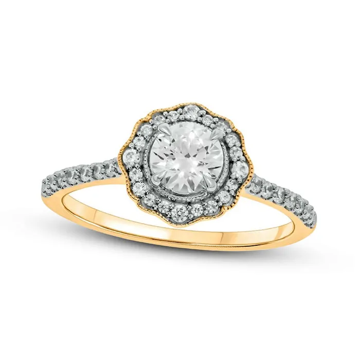 Rings Goldia 075 CT TW Natural Diamond Frame Antique VintageStyle Flower Engagement Ring in Solid 14K Gold II2 Rings Goldia 075 CT TW Natural Diamond Frame Antique VintageStyle Flower Engagement Ring in Solid 14K Gold II2