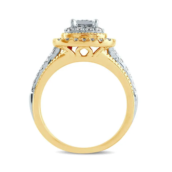Rings Goldia 075 CT TW PrincessCut Natural Diamond Double Frame Antique VintageStyle Engagement Ring in Solid 14K Gold Rings Goldia 075 CT TW PrincessCut Natural Diamond Double Frame Antique VintageStyle Engagement Ring in Solid 14K Gold