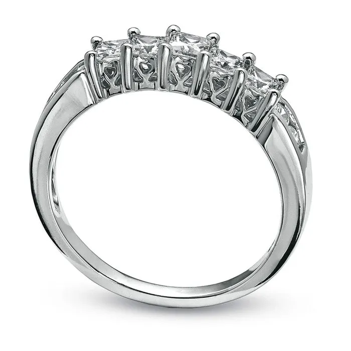 Rings Goldia 075 CT TW PrincessCut Natural Diamond Nine Stone Band in Solid 10K White Gold Rings Goldia 075 CT TW PrincessCut Natural Diamond Nine Stone Band in Solid 10K White Gold